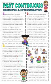 English Worksheet: past continuous- negative and interrogative part 2