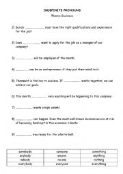 English Worksheet: Indefinite pronouns - business themed