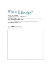 English Worksheet: What can you see in the class?