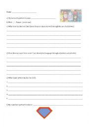 English Worksheet: Superhero: Creative and descriptive character building worksheets