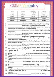 English Worksheet: Vocabulary about Crimes