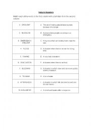 English Worksheet: NATURAL DISASTERS