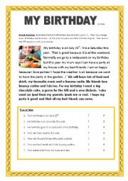 English Worksheet: Birthday paired dictation