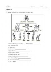 English Worksheet: Family Members _ an extra version