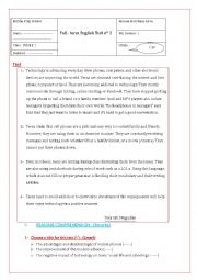 English Worksheet: End of Term English test n2