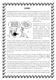 English Worksheet: Reading comprehension  - Slang