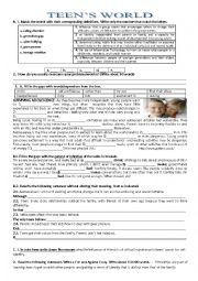 English Worksheet: TEENS WORLD- SURVIVING ADOLESCENCE