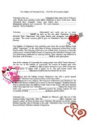 English Worksheet: History of Valentine