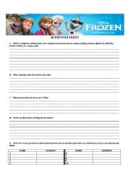 English Worksheet: Frozen 