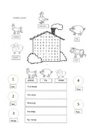 English Worksheet: farm animals