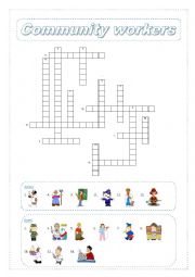 English Worksheet: Community worker crossword