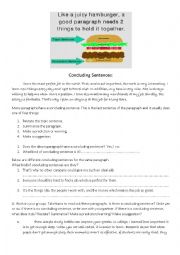 English Worksheet: How to Write a Concluding Sentence