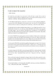 English Worksheet: ...and God created the TEACHER!