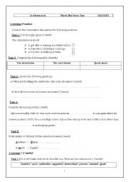 English Worksheet: third mid term test 