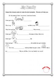 English Worksheet: Family