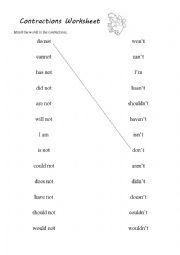 Contractions Worksheet 2