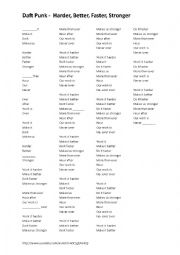 English Worksheet: Daft hands- song on comparatives