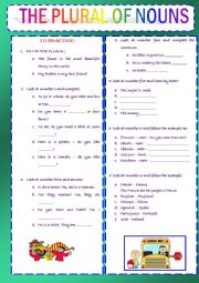 English Worksheet: PLURAL OF NOUNS - PRACTISE