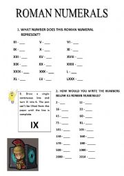 English Worksheet: Roman Numerals 1-1000