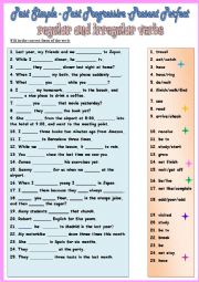 English Worksheet: Revision Past Tenses: past simple-progressive-present perfect