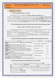 English Worksheet:  test N 3 9th form