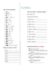 English Worksheet: Numbers