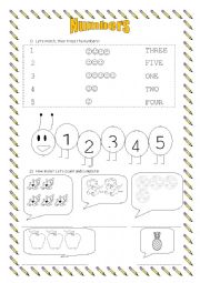 English Worksheet: Numbers from 1 to 5