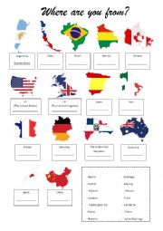 English Worksheet: Where are you from?