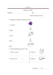 English Worksheet: test for begginers