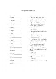 English Worksheet: Usual Verbs in a Recipe