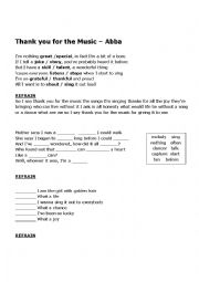 English Worksheet: Thank You For The Music - Song