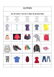 English Worksheet: Clothes