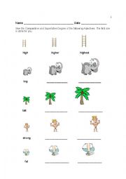 English Worksheet: degrees of comparison