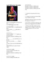 English Worksheet: Ingrid Michaelson  Breakable