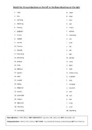 Base and Strong Adjective Matching Exercise