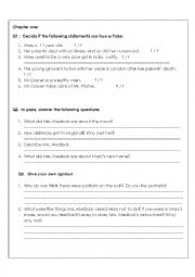 English Worksheet: The secret garden chapter 1