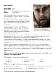 English Worksheet: Cast Away Film Review