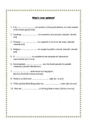 English Worksheet: Whats your opinion?