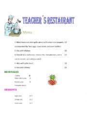 English Worksheet: Costa Rican Menu