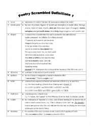 POETRY MATCHING CONCEPTS AND DEFINITIONS 1 WITH KEY