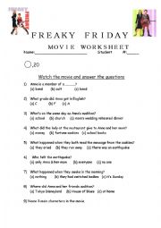 English Worksheet: Freaky Friday Worksheet