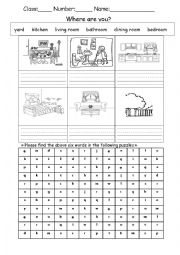 English Worksheet: Rooms in the house