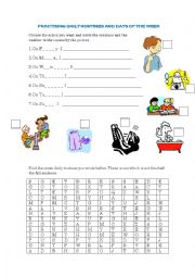 English Worksheet: DAILY ROUTINES AND DAYS OF THE WEEK