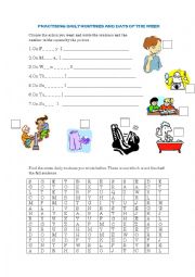 English Worksheet: DAILY ROUTINES AND DAYS OF THE WEEK