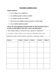 English Worksheet: Personality Vocabulary