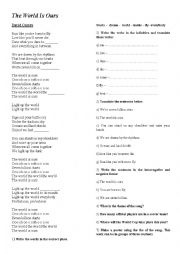 English Worksheet: the world is ours