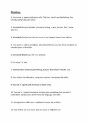 English Worksheet: Situations