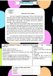 English Worksheet: Reading comprehension