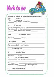 English Worksheet: verb to be