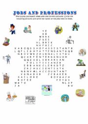 English Worksheet: WORDSEARCH Professions!!!!